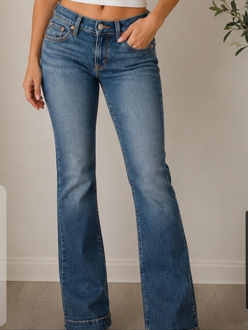 GAP Women's Midwash Long And Lean Flare Jeans Low Rise